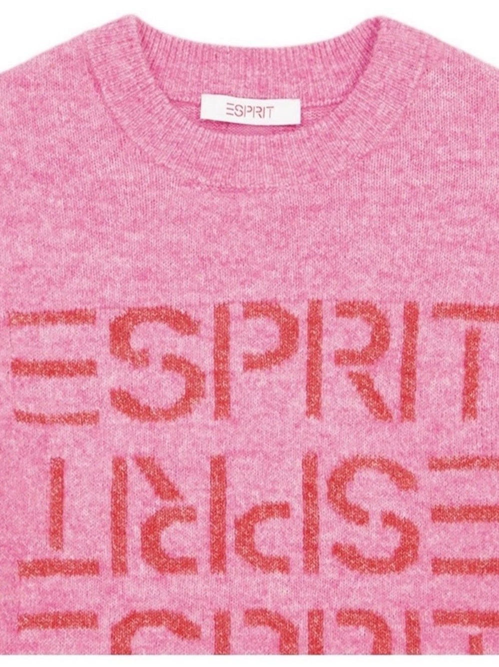 ESPRIT Women’s Crewneck Logo Sweater, Retro 80s, Pink / Red - Various Sizes NWT